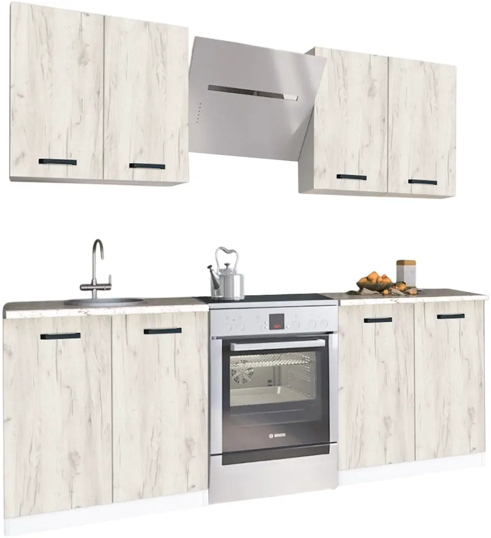 Bucatarie Samanta Exclusive 3 1.6m (White/White Craft Oak)