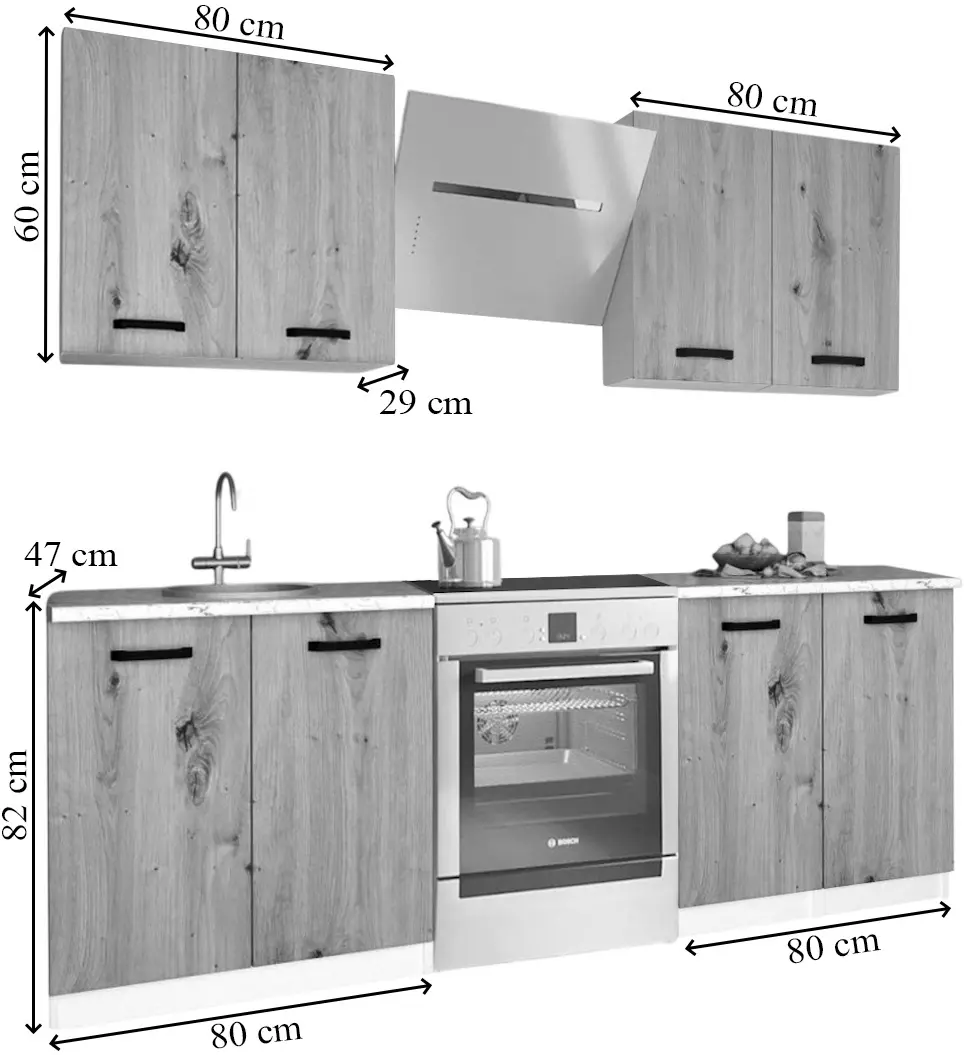 Bucatarie Samanta Exclusive 3 1.6m (White/White Craft Oak)