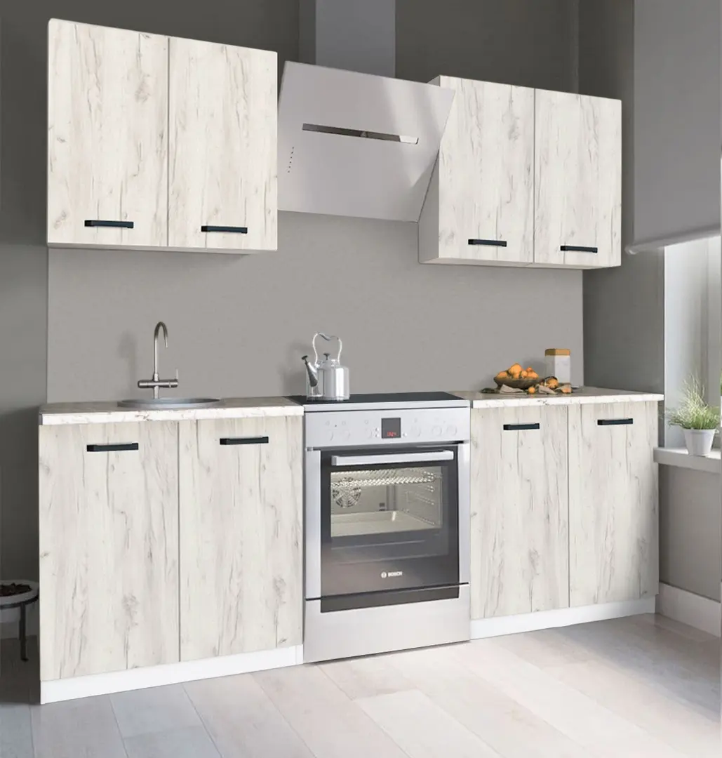 Bucatarie Samanta Exclusive 3 1.6m (White/White Craft Oak)