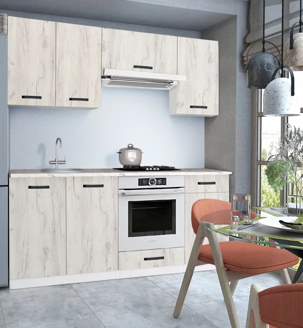 Bucatarie Samanta Exclusive 3 1.8m (White/White Craft Oak)