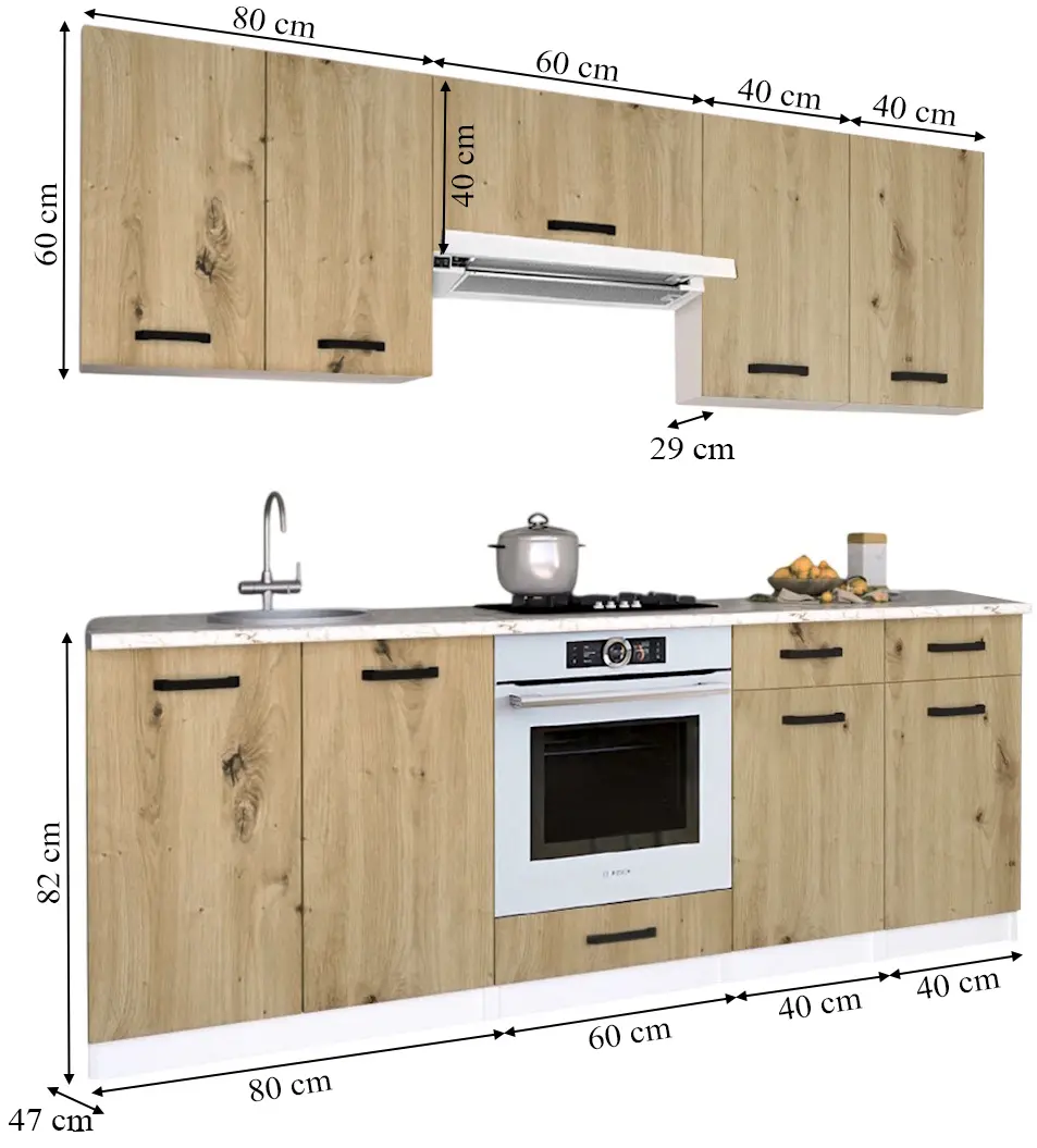 Bucatarie Samanta Exclusive 3 2.2m (White/Artisan Oak)