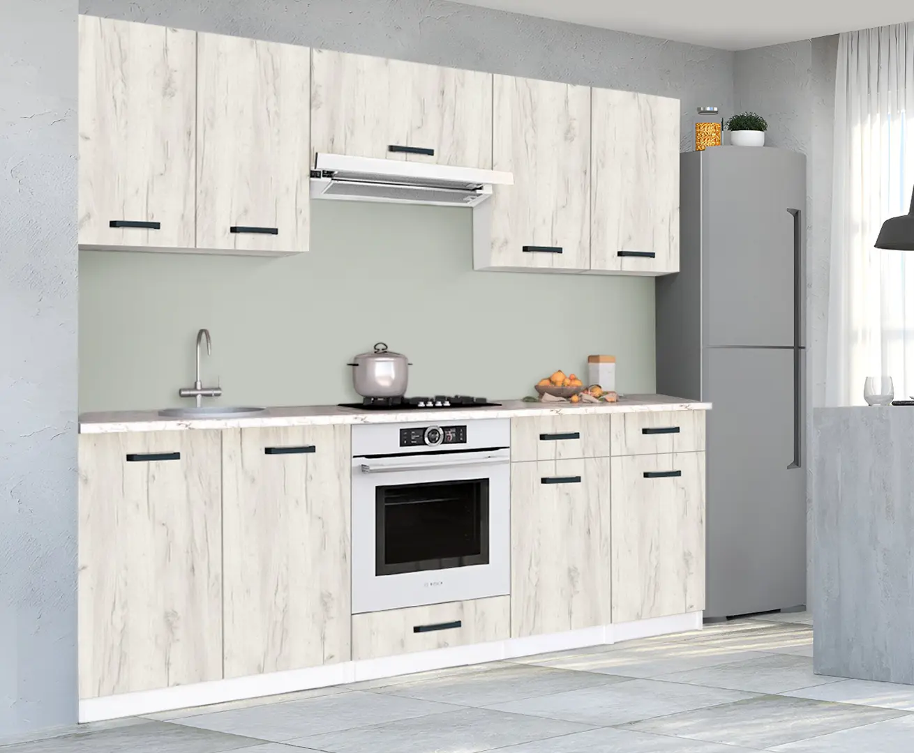 Кухня Samanta Exclusive 3 2.2m (White/White Craft Oak)