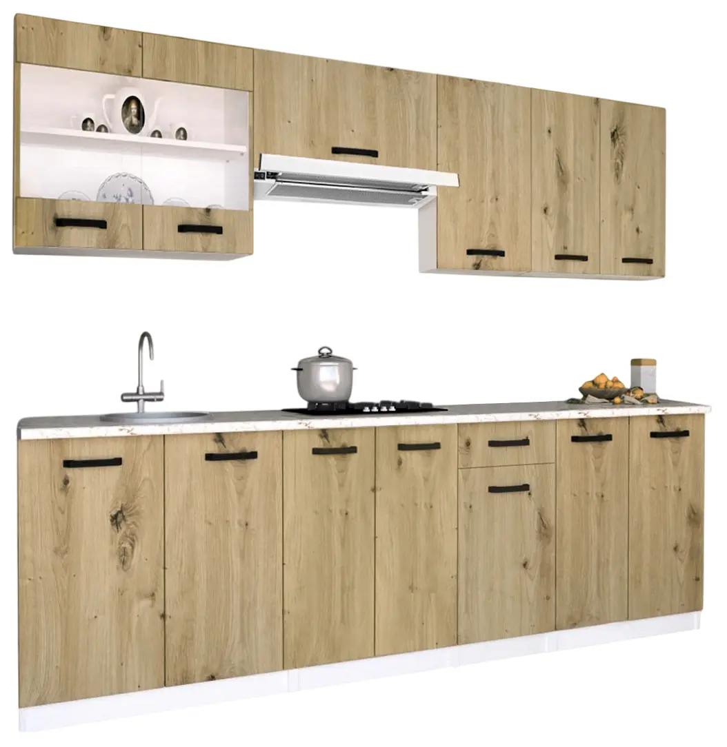 Bucatarie Samanta Exclusive 3 2.4m (White/Artisan Oak)