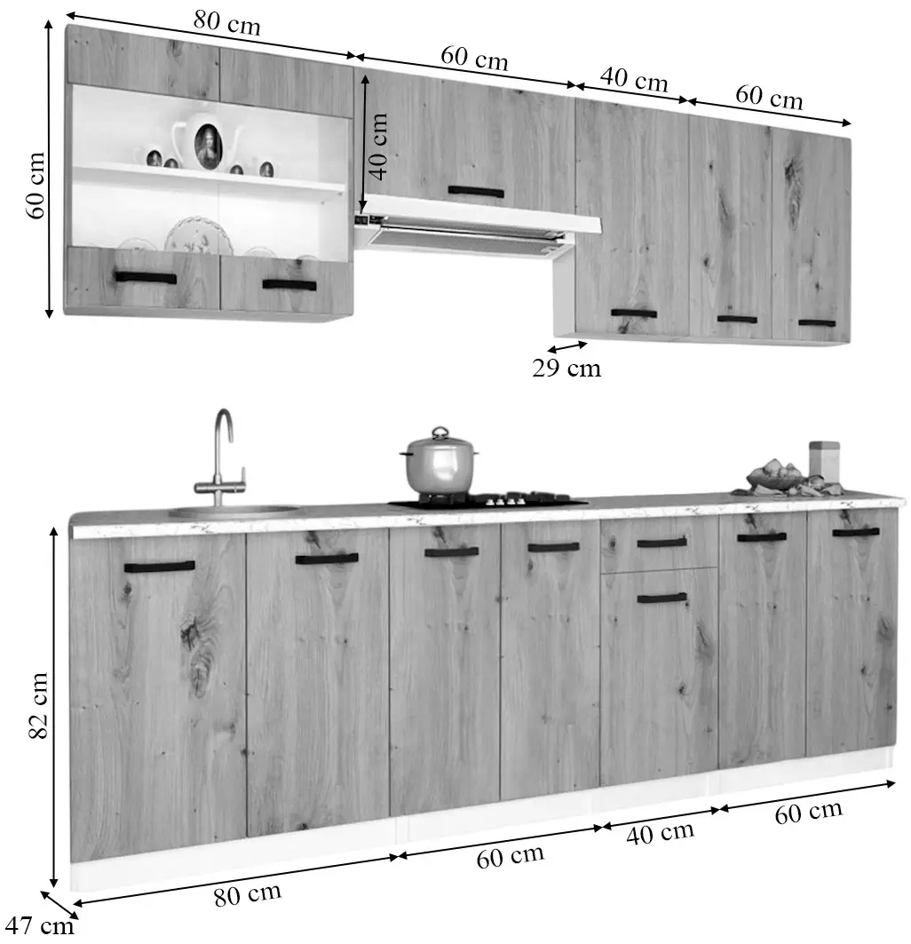 Кухня Samanta Exclusive 3 2.4m (White/White Craft Oak)