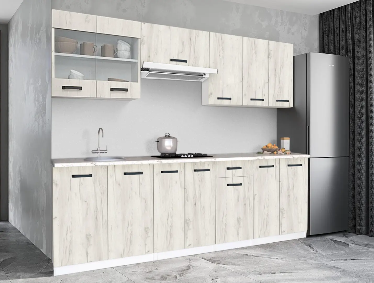 Кухня Samanta Exclusive 3 2.4m (White/White Craft Oak)