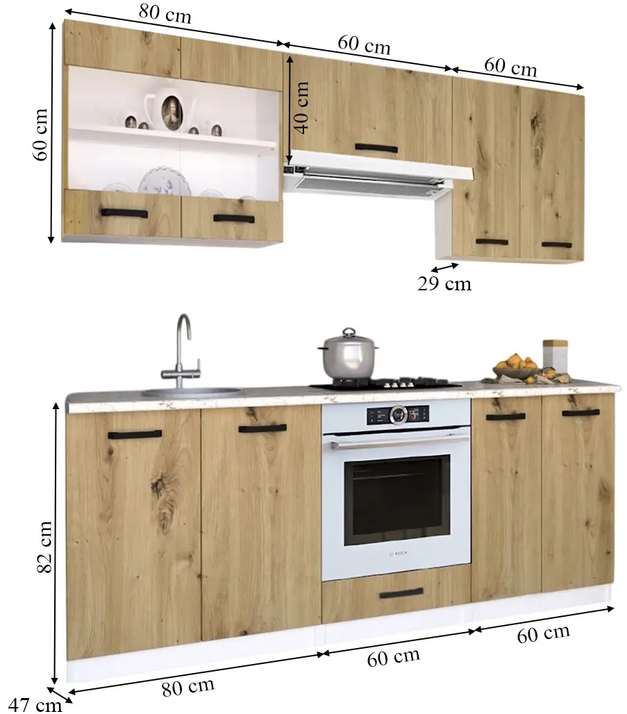 Bucatarie Samanta Exclusive 3 2m (White/Artisan Oak)