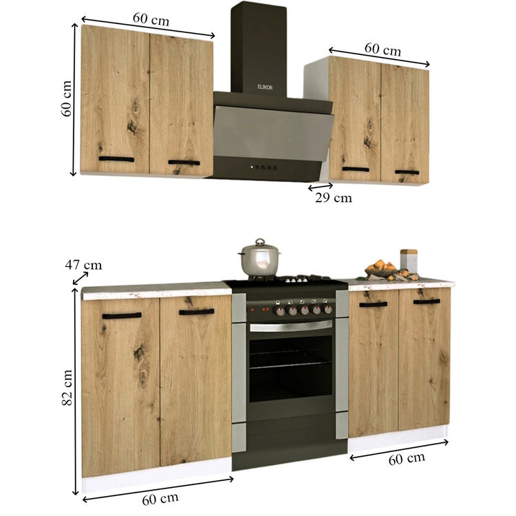 Кухня Samanta Exclusive 4 1.2m (White/Artisan Oak)