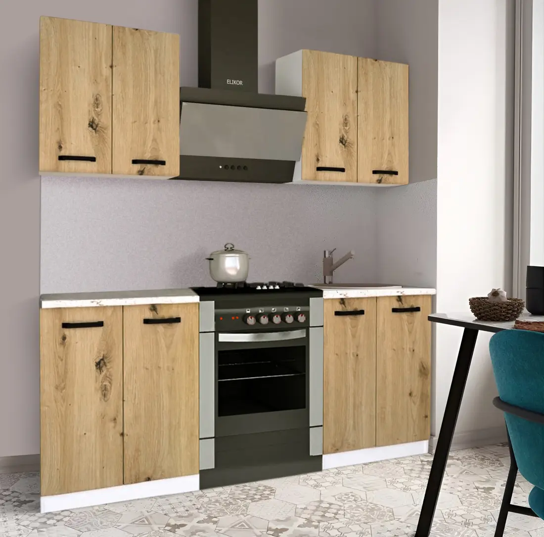 Bucatarie Samanta Exclusive 4 1.2m (White/Artisan Oak)