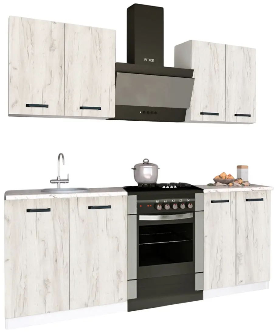 Bucatarie Samanta Exclusive 4 1.4m (White/White Craft Oak)