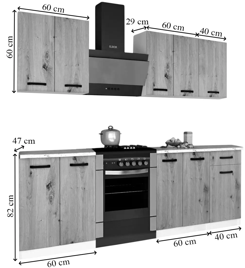 Bucatarie Samanta Exclusive 4 1.6m (White/White Craft Oak)
