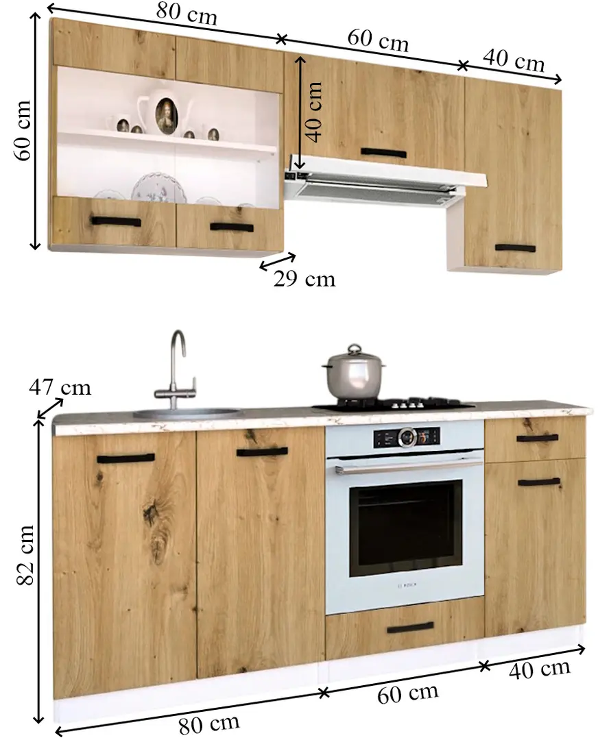 Bucatarie Samanta Exclusive 4 1.8m (White/Artisan Oak)
