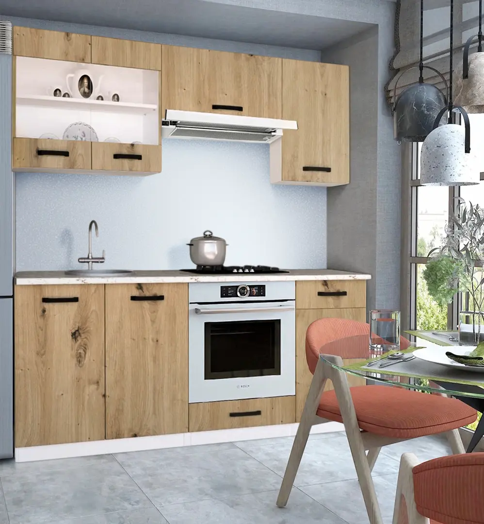 Bucatarie Samanta Exclusive 4 1.8m (White/Artisan Oak)