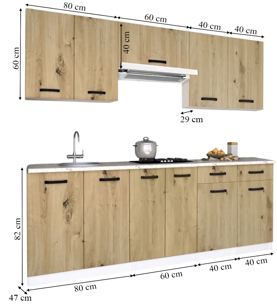 Bucatarie Samanta Exclusive 4 2.2m (White/Artisan Oak)