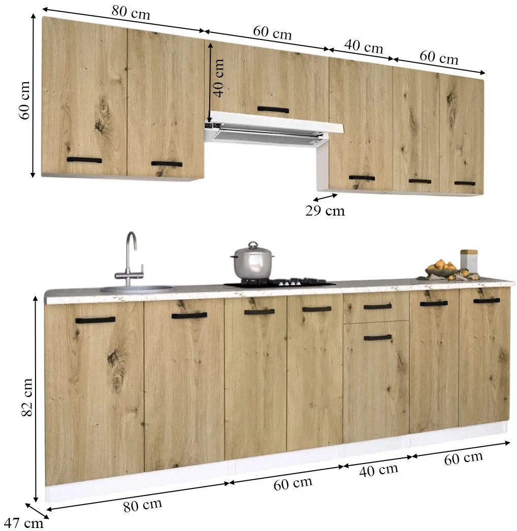 Кухня Samanta Exclusive 4 2.4m (White/Artisan Oak)
