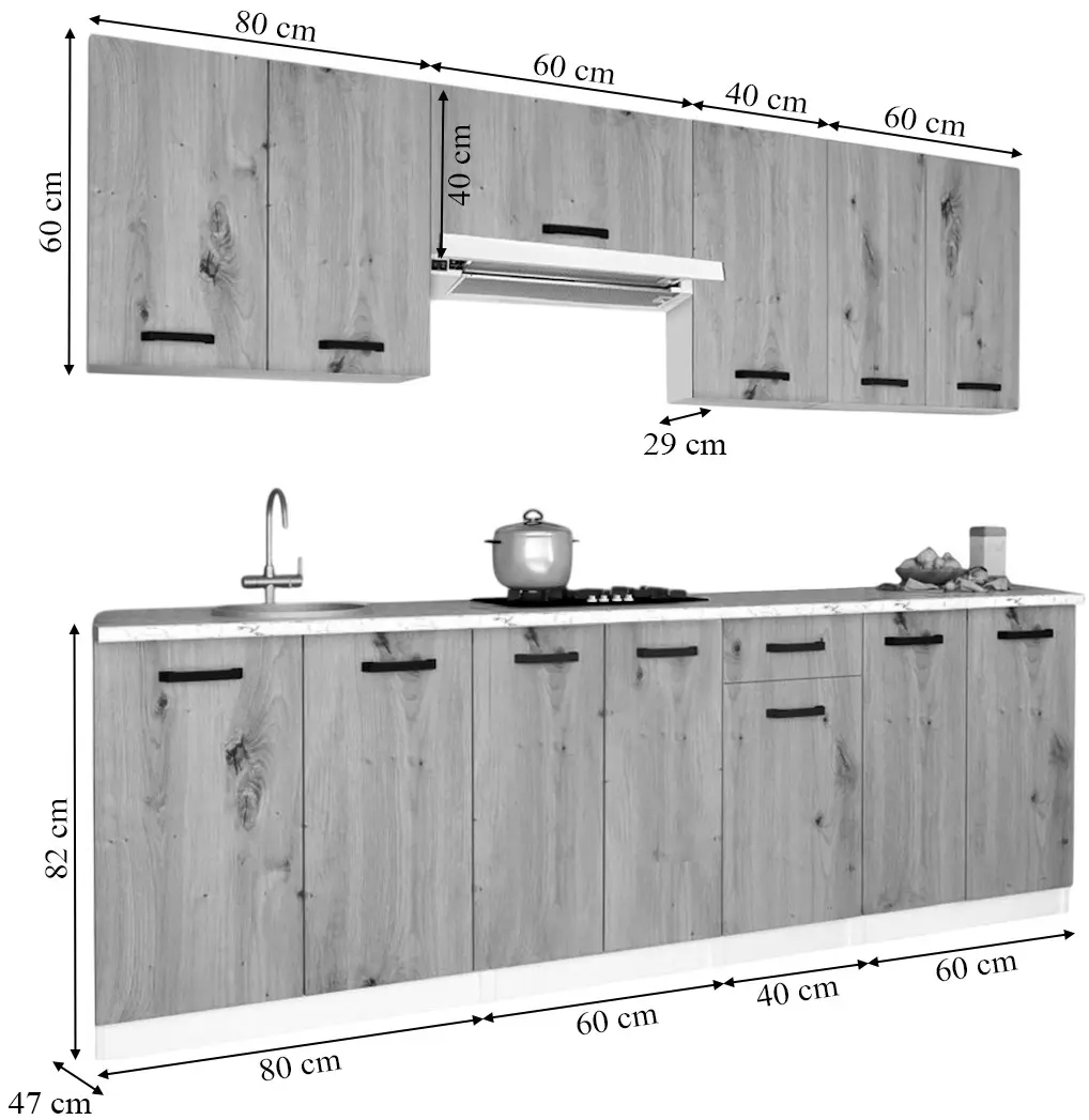 Кухня Samanta Exclusive 4 2.4m (White/White Craft Oak)