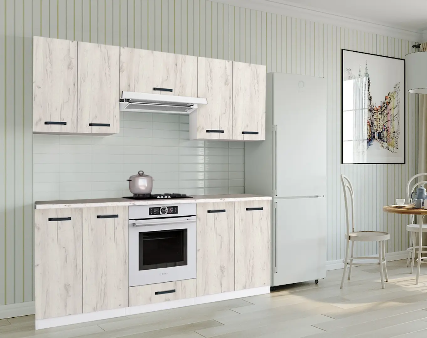 Кухня Samanta Exclusive 5 1.8m (White/White Craft Oak)