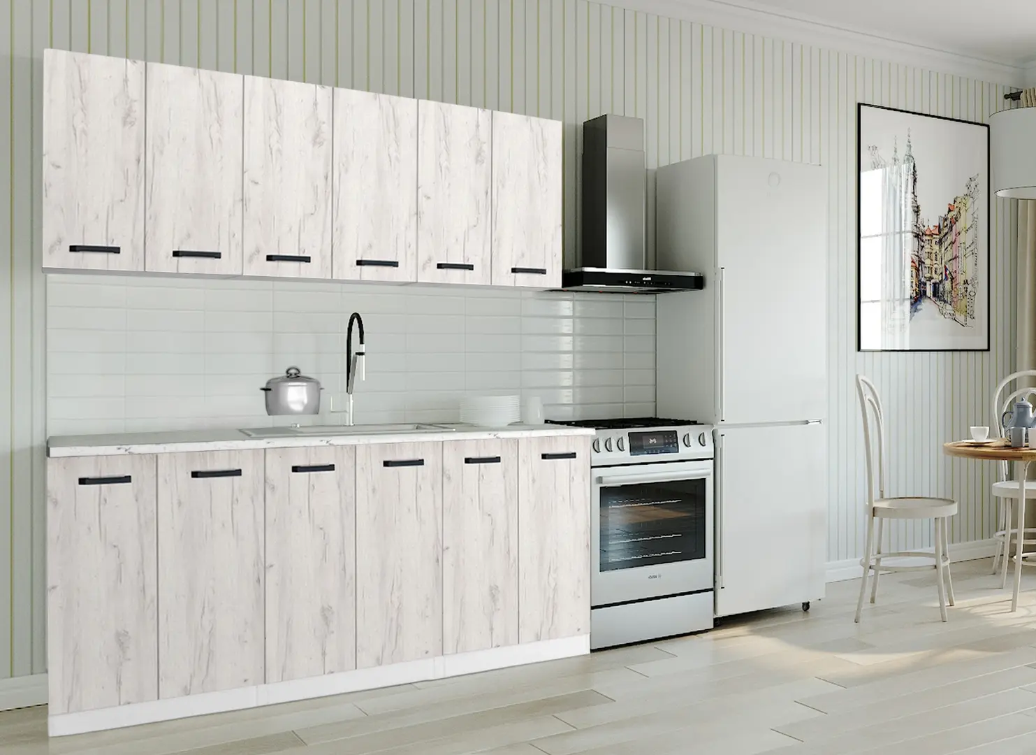 Кухня Samanta Exclusive 6 1.8m (White/White Craft Oak)