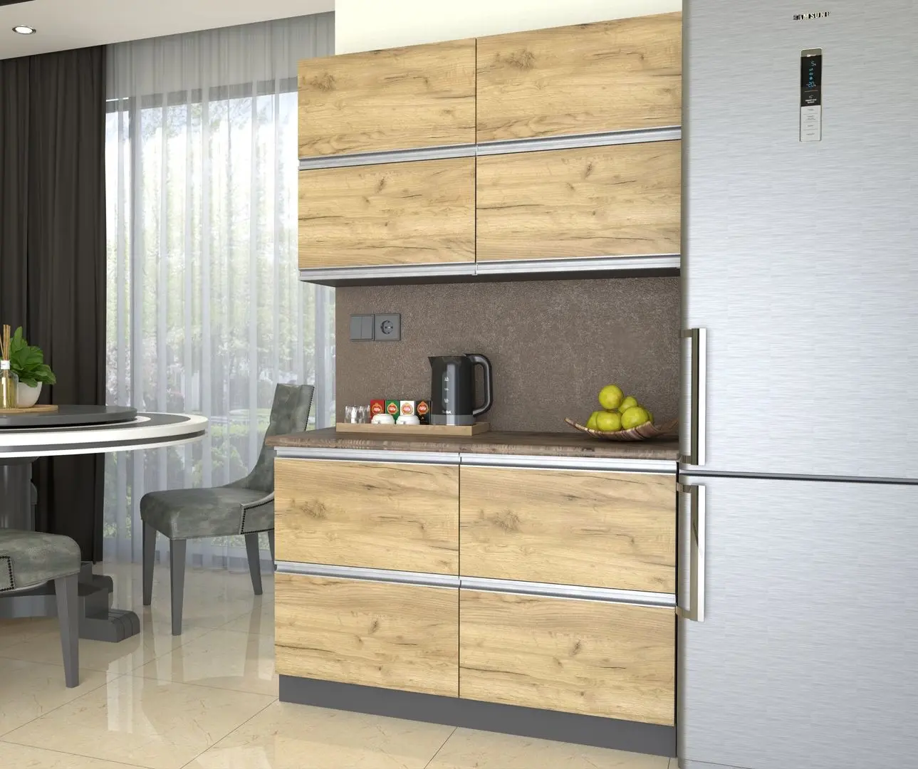 Bucatarie Yasen Madera 1.2m (Gold Kraft Oak)