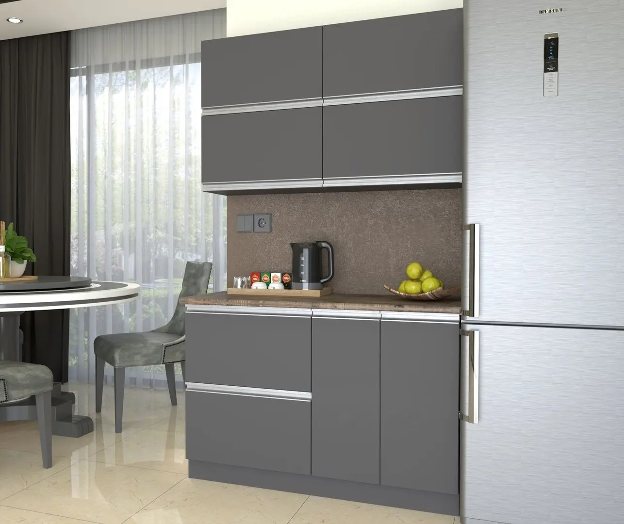 Кухня Yasen Мадера 1.2м Мойка (Графит Серый)