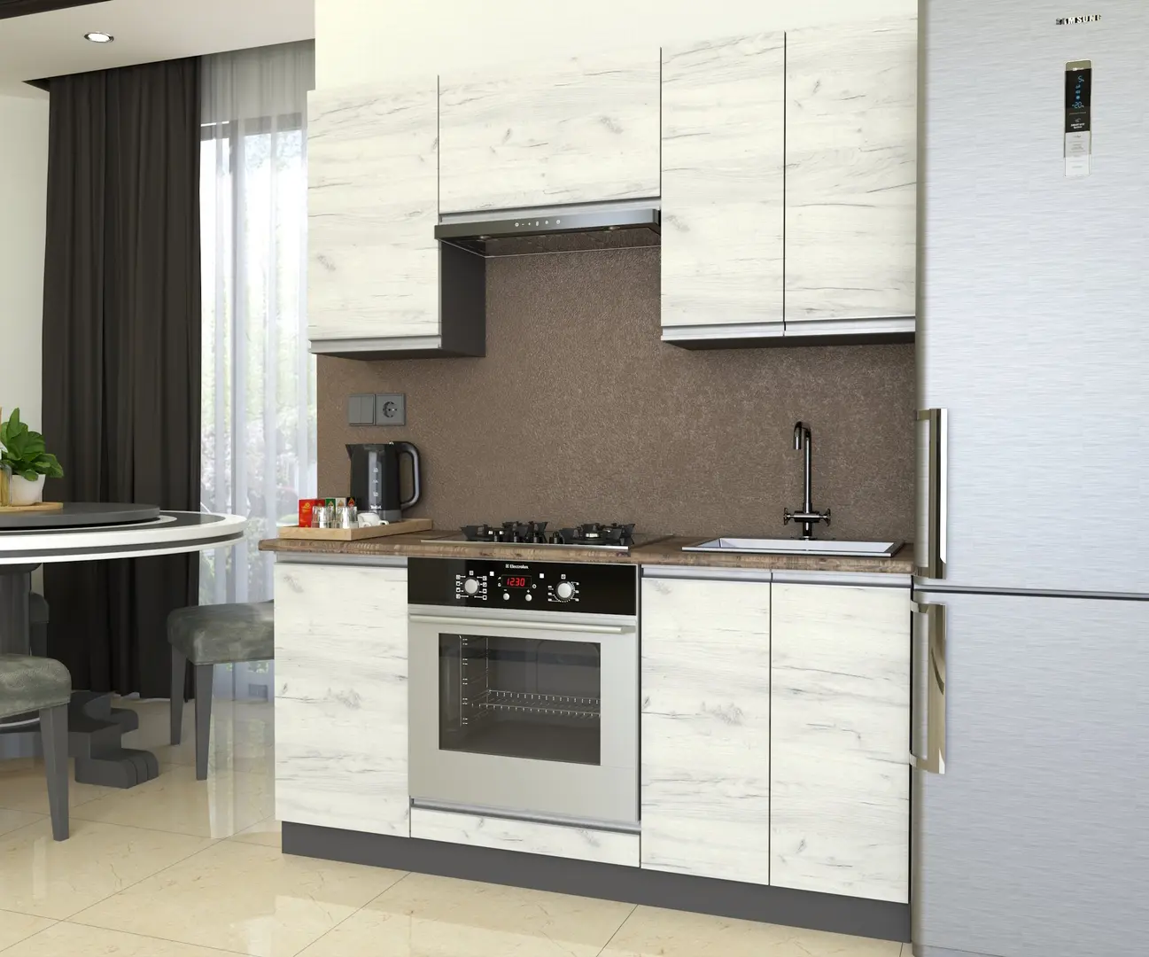 Bucatarie Yasen Madera 1.6m (White Craft Oak)