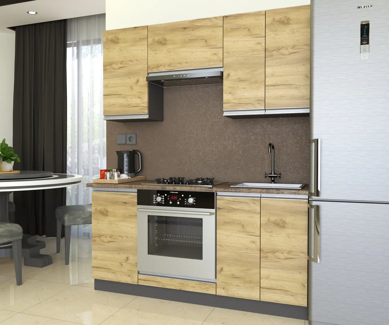 Bucatarie Yasen Madera 1.6m (Gold Craft Oak)