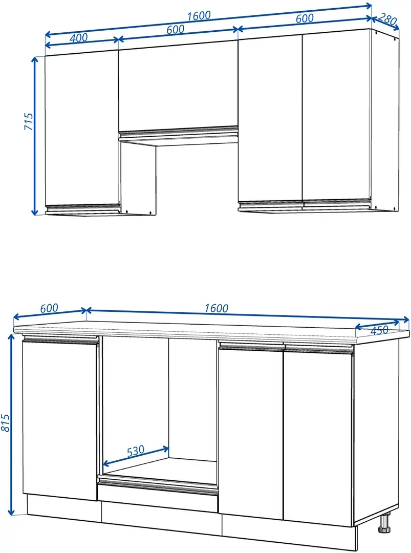 Bucatarie Yasen Madera 1.6m (Graphite Grey/White Craft Oak)
