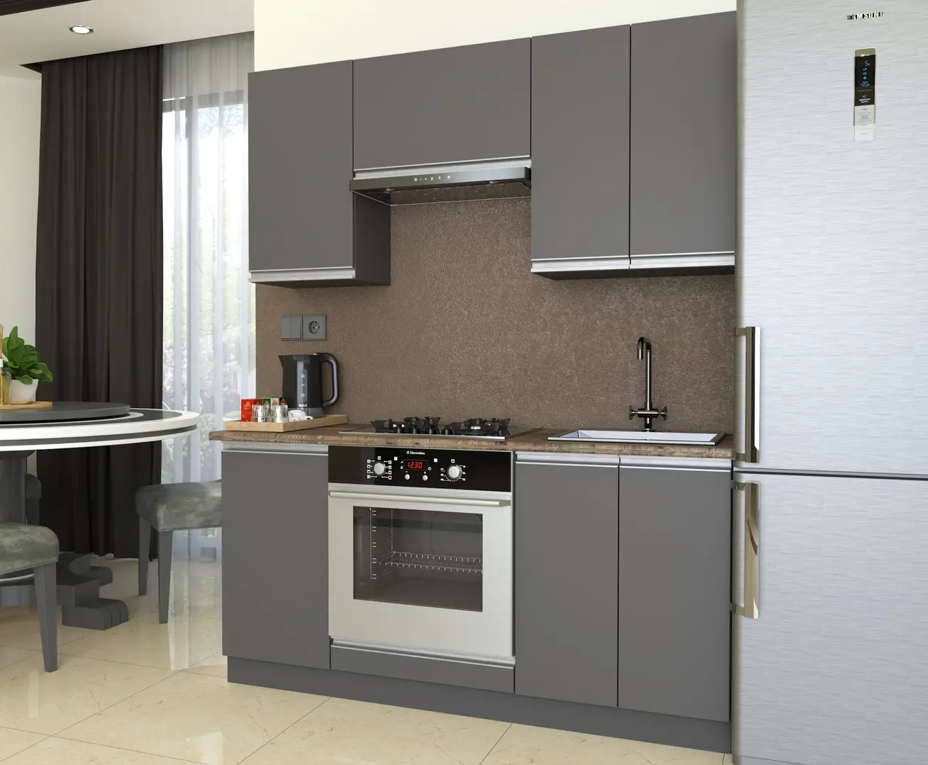 Bucatarie Yasen Madera 1.6m (Graphite Grey)