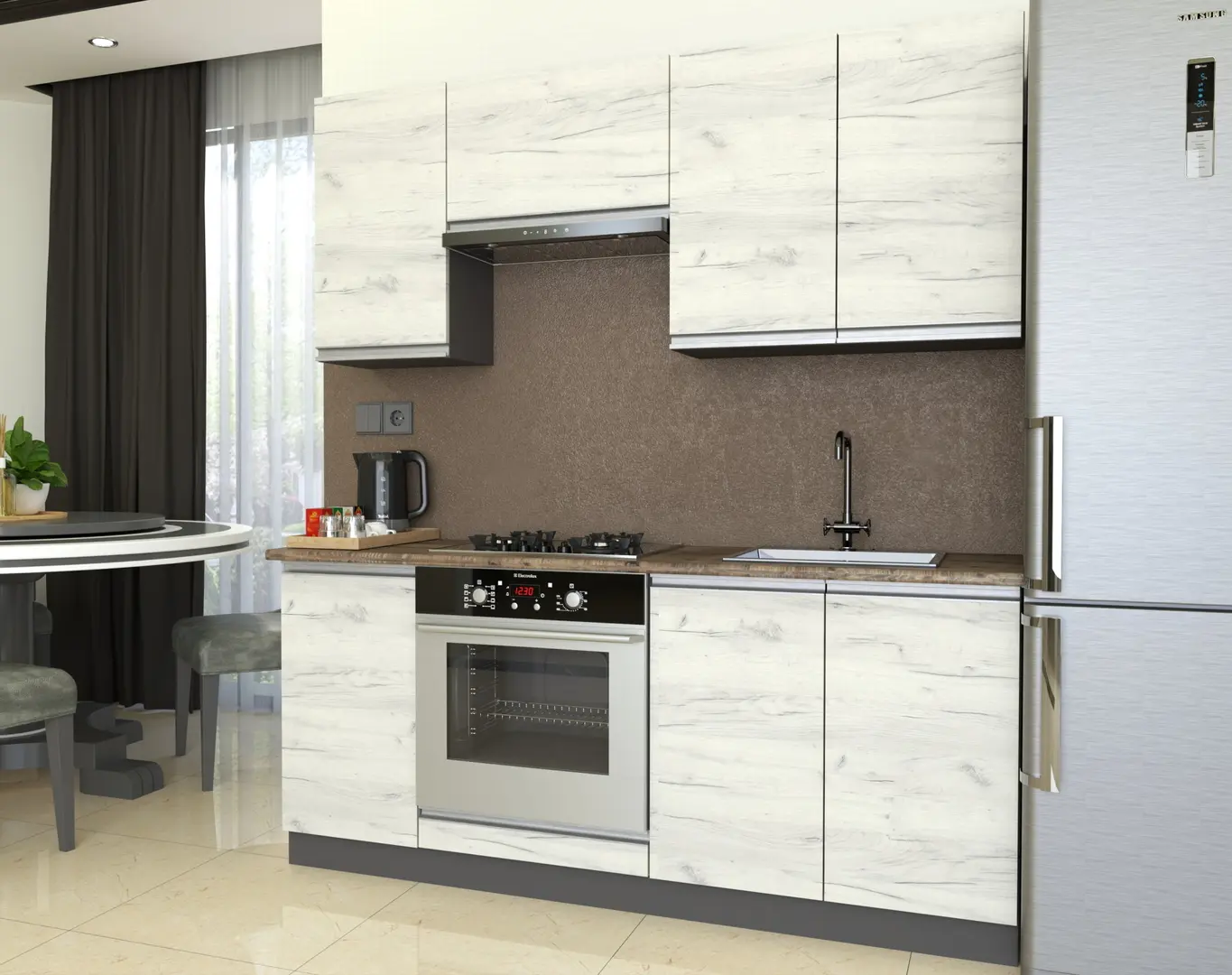 Bucatarie Yasen Madera 1.8m (White Craft Oak)