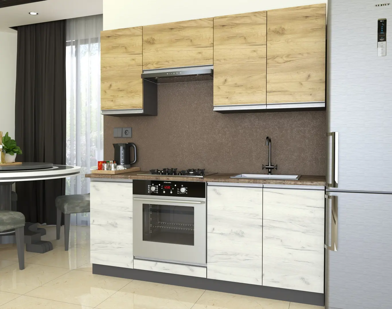 Bucatarie Yasen Madera 1.8m (Gold Craft Oak/White Craft Oak)