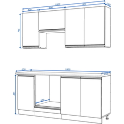 Кухня Yasen Мадера 1.8м (Дуб Крафт Золотой/Графит Серый) Thumb