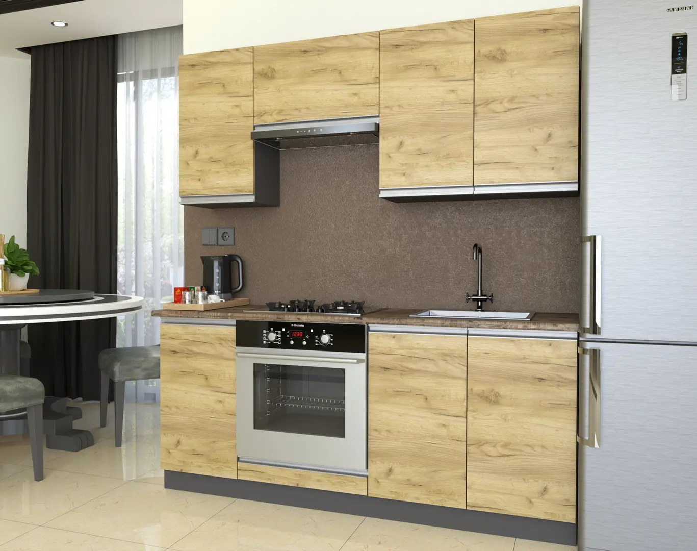 Кухня Yasen Мадера 1.8м (Дуб Крафт Золотой)