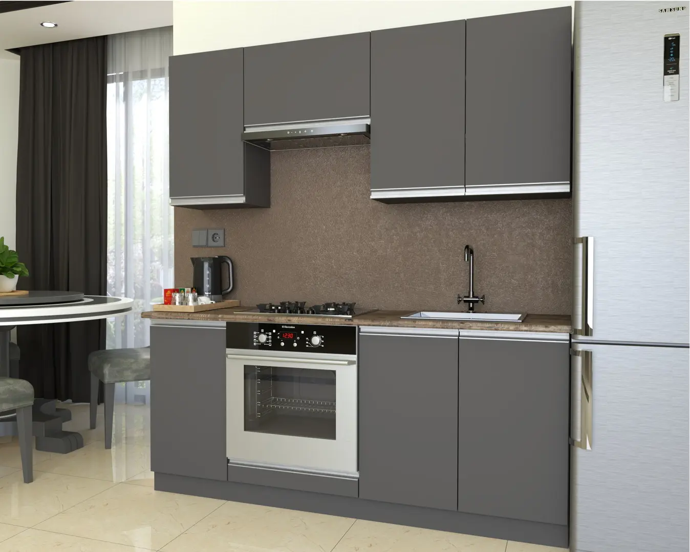 Bucatarie Yasen Madera 1.8m (Graphite Grey)