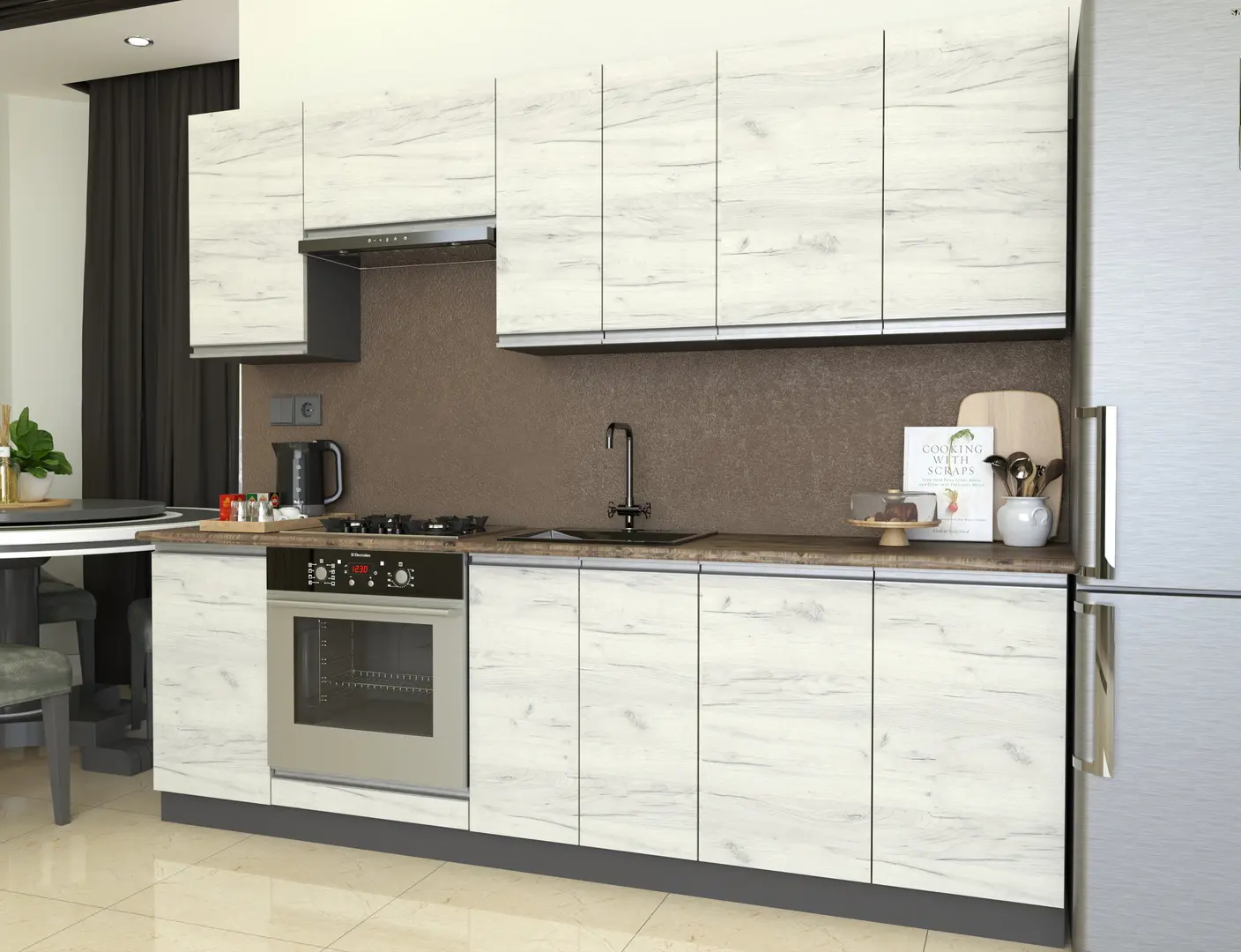 Bucatarie Yasen Madera 2.4m (White Craft Oak)