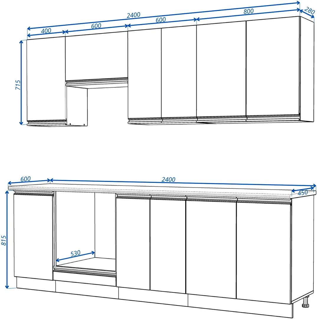 Bucatarie Yasen Madera 2.4m (Graphite Grey)