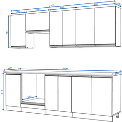 Bucatarie Yasen Madera 2.4m (Graphite Grey/Gold Craft Oak) Thumb