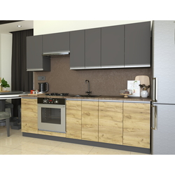 Bucatarie Yasen Madera 2.4m (Graphite Grey/Gold Craft Oak) Thumb