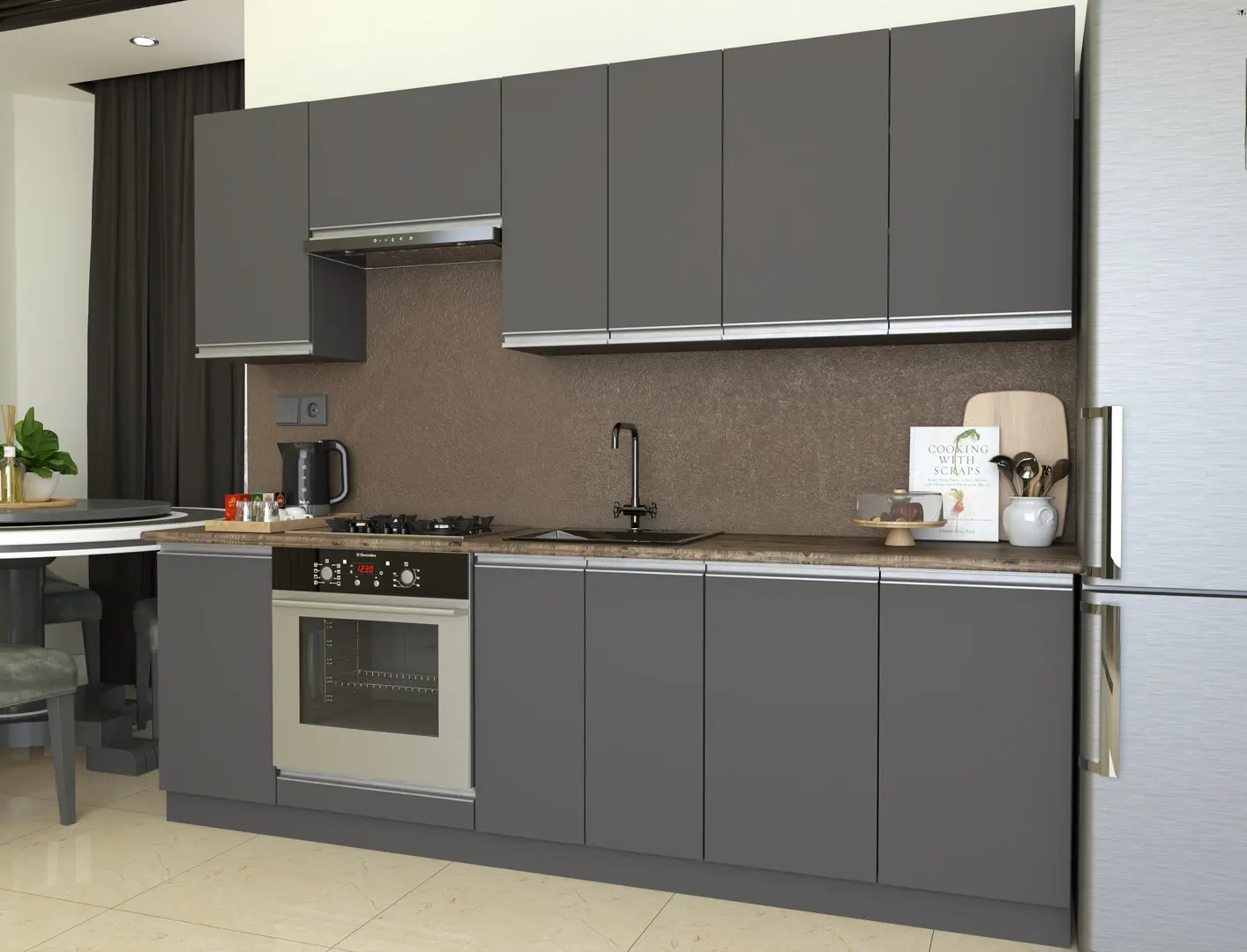 Bucatarie Yasen Madera 2.4m (Graphite Grey)