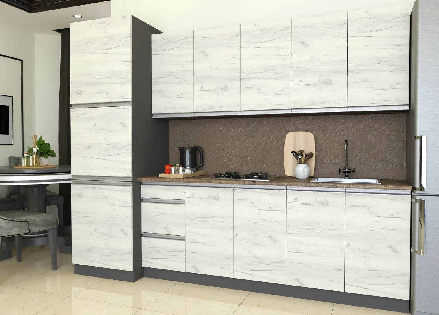 Bucatarie Yasen Madera 2.6m (White Craft Oak)