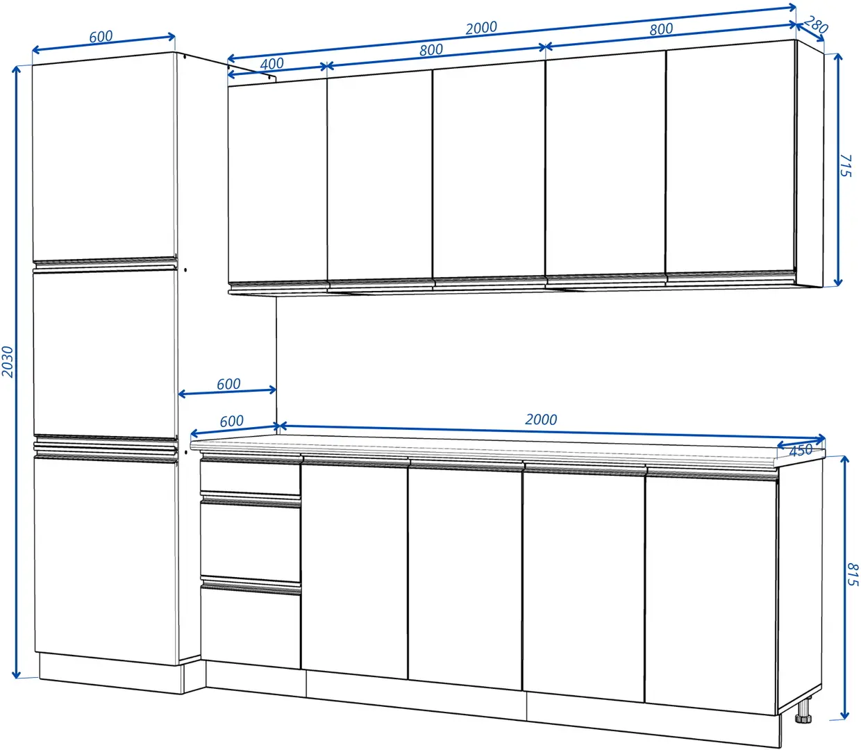 Bucatarie Yasen Madera 2.6m (Graphite Grey)