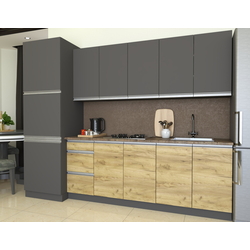 Bucatarie Yasen Madera 2.6m (Graphite Grey/Gold Craft Oak)