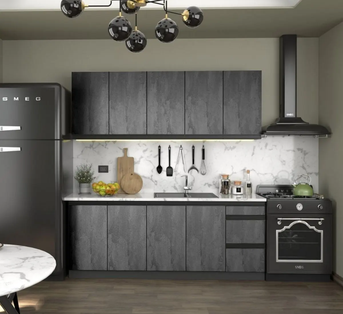 Bucatarie Yasen Niagara 2.0m (Graphite Grey/Iron Stone)