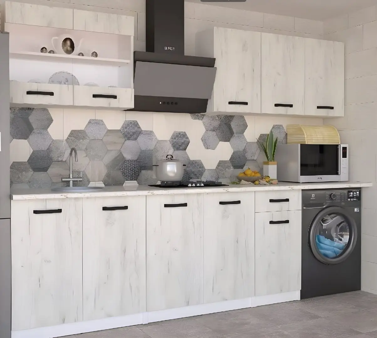 Bucatarie Yasen Samanta 2.0m (White Kraft Oak/White)