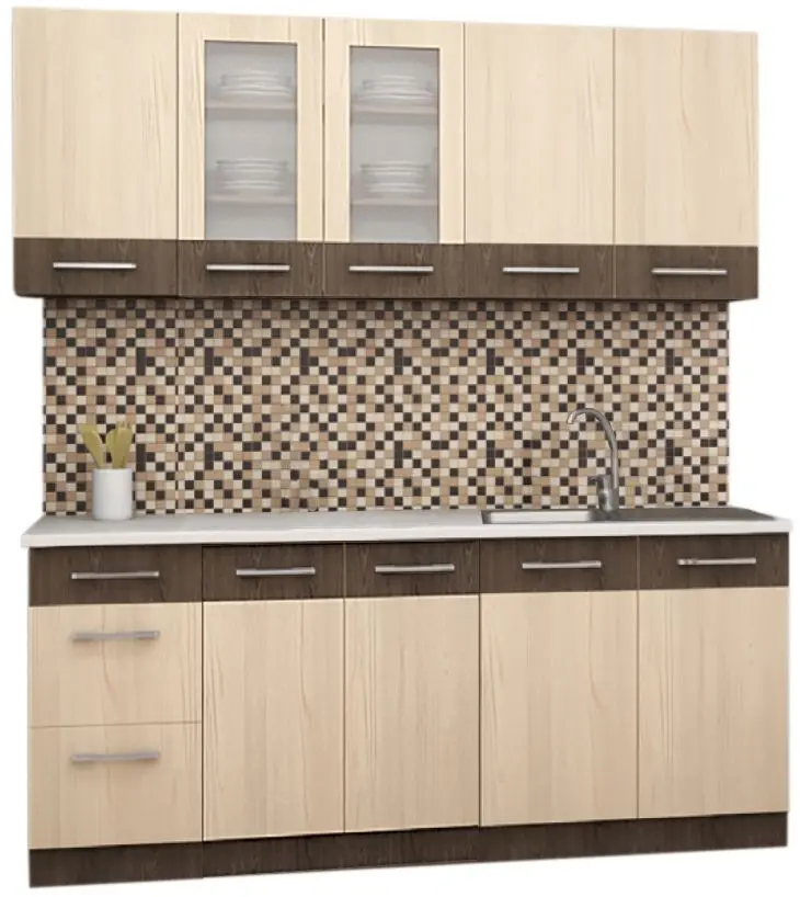 Bucatarie modulara Yasen Samana 1.8m Uscator Northern Cedar/Ilm Bergamo (stinga)