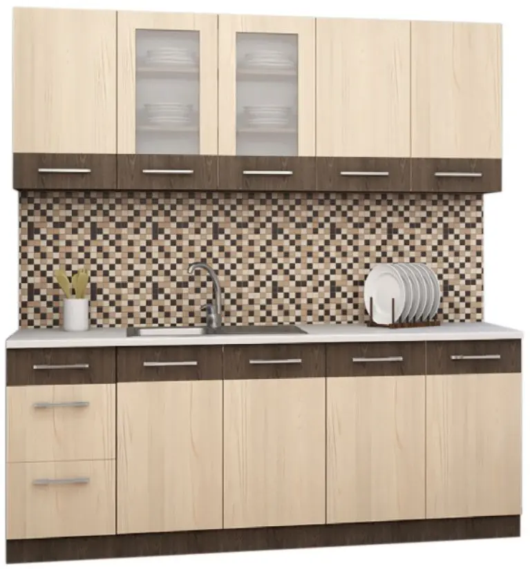 Bucatarie modulara Yasen Samana 2.0m Uscator Northern Cedar/Ilm Bergamo (stinga)