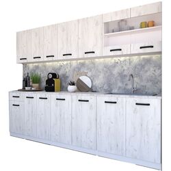 Bucatarie modulara Yasen Samanta 2.6m (White/White Craft Oak) Thumb