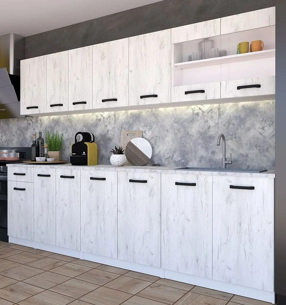 Bucatarie modulara Yasen Samanta 2.6m (White/White Craft Oak)