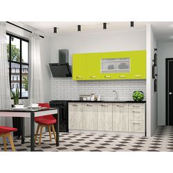 Bucatarie modulara Yasen Vesta 2.0m Dreapta (White/Lime/Craft Oak White)