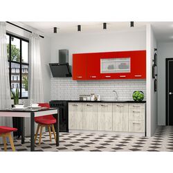 Bucatarie modulara Yasen Vesta 2.0m Dreapta (White/Papaver/Craft Oak White)