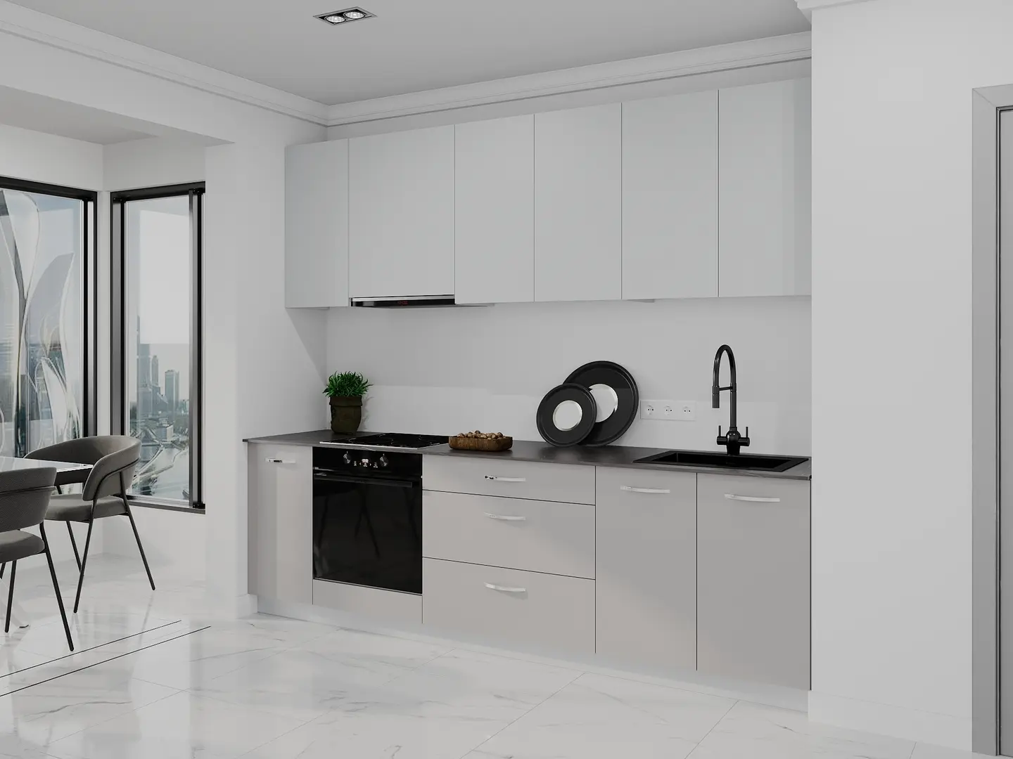 Bucatarie modulara Bayro Spring 11 2.6m (Light Grey/Trend Grey)