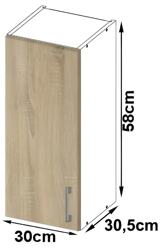 Modul superior Akord Lima W30/580 (White/Sonoma Oak)